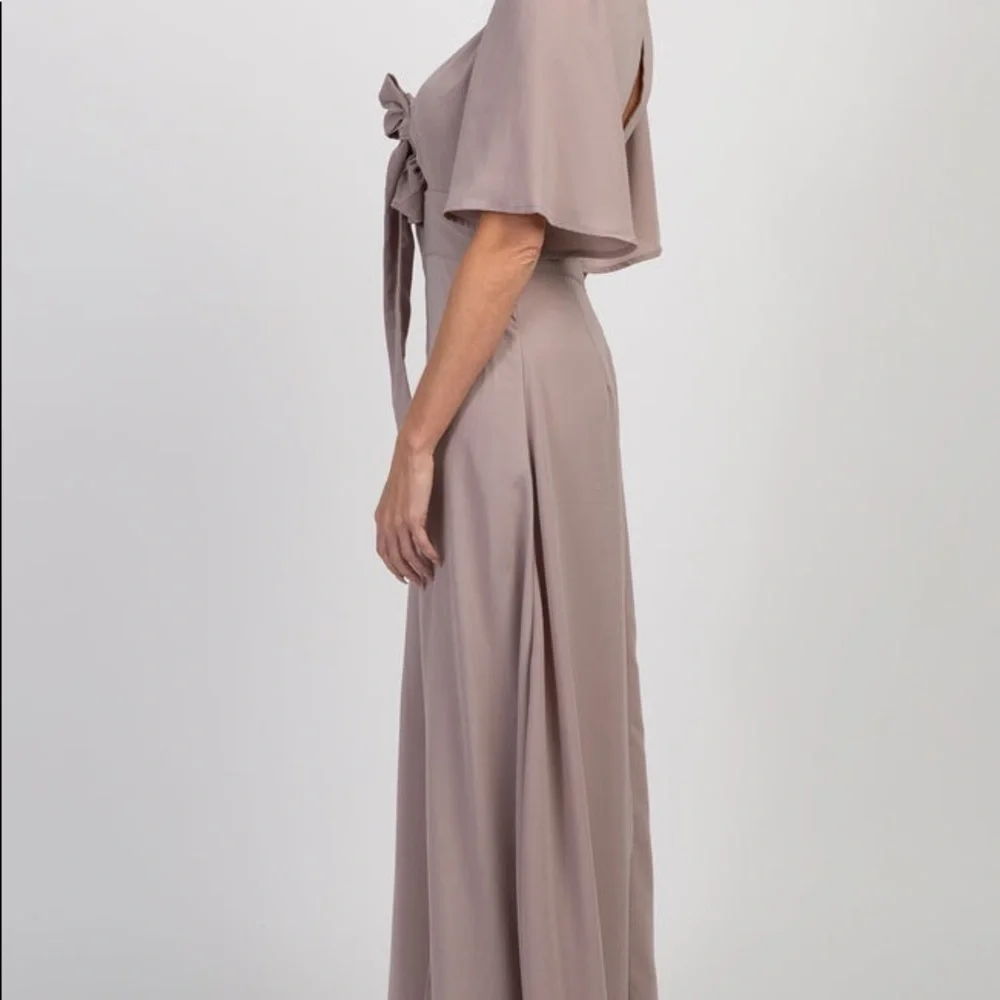 NWT Taupe Front Bow Back Cutout Maxi Dress